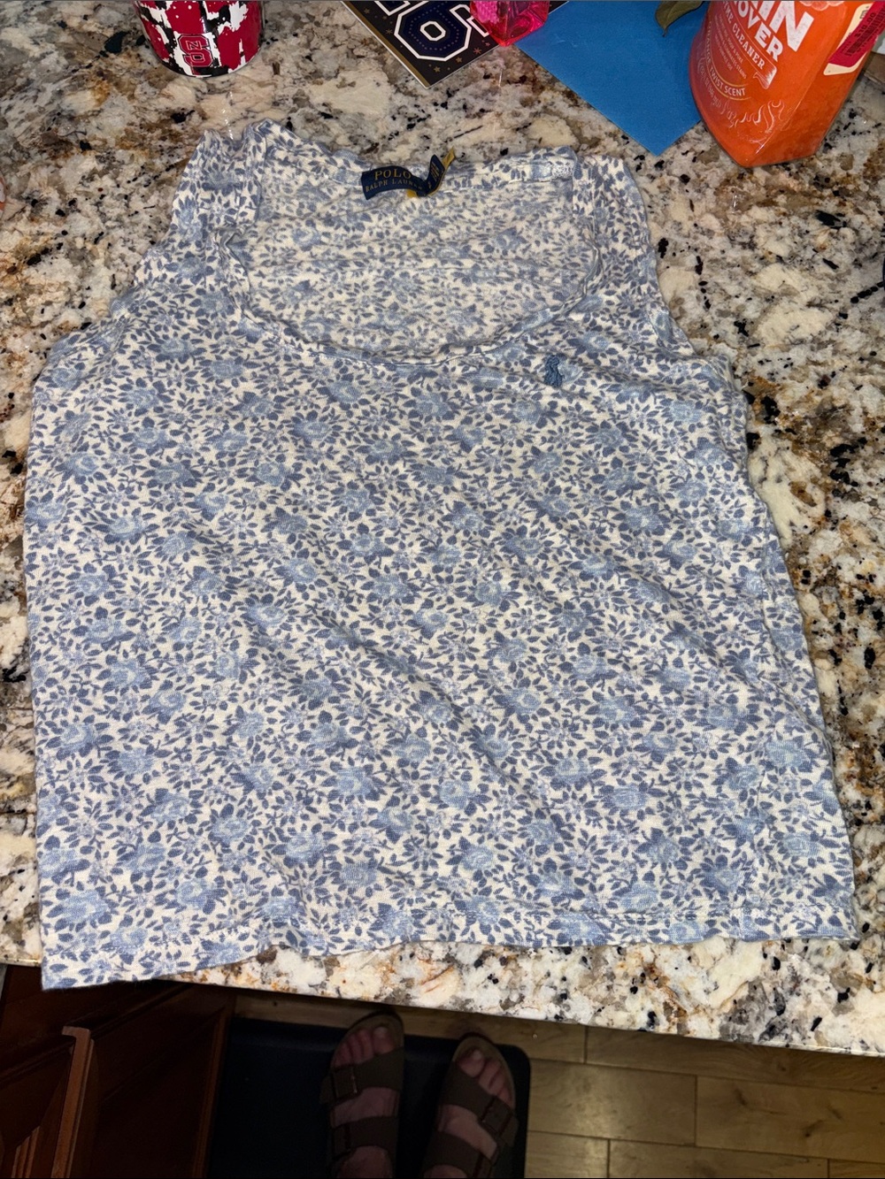 Polo by Ralph Lauren White and Light Blue Floral top size small p